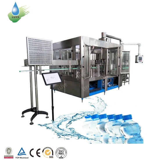 Luye 3 en 1 Línea de producción automática de agua potable para botellas de PET Lavado de bebidas Maquinaria de llenado y tapado Máquina de sellado, embotellado y llenado de agua pura mineral