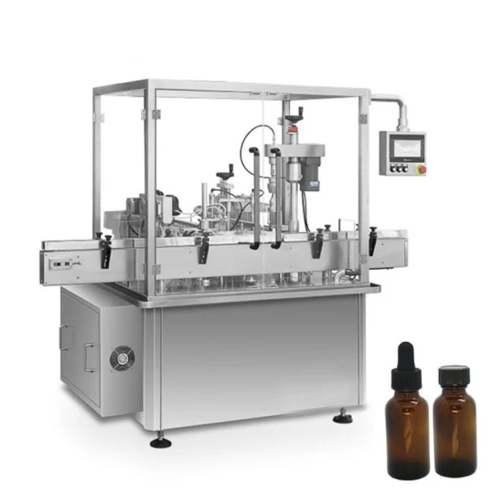 Rotativo automático 10ml 60ml Eliquid Eye Drop Fill Línea de producción Máquina de llenado de botellas de aceite esencial Máquina de llenado de botellas de frascos de tubos de ensayo Máquina de tapado y etiquetado